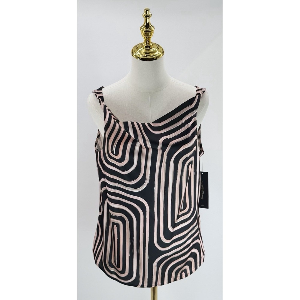Donna Karan New York Women's Cowl Neck Camisole Top Black Pink Petite Medium PM